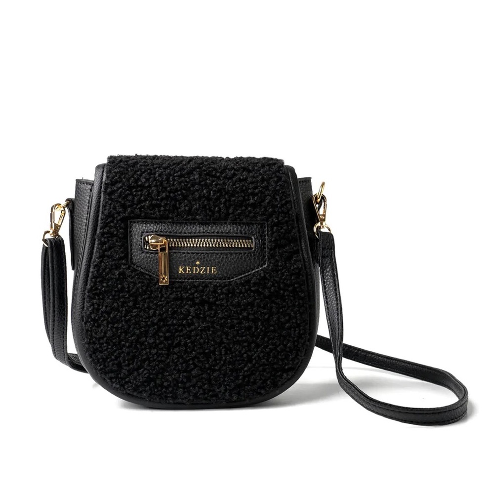 CAMDEN MINI MESSENGER BAG - BLACK SHERPA **Brand New**